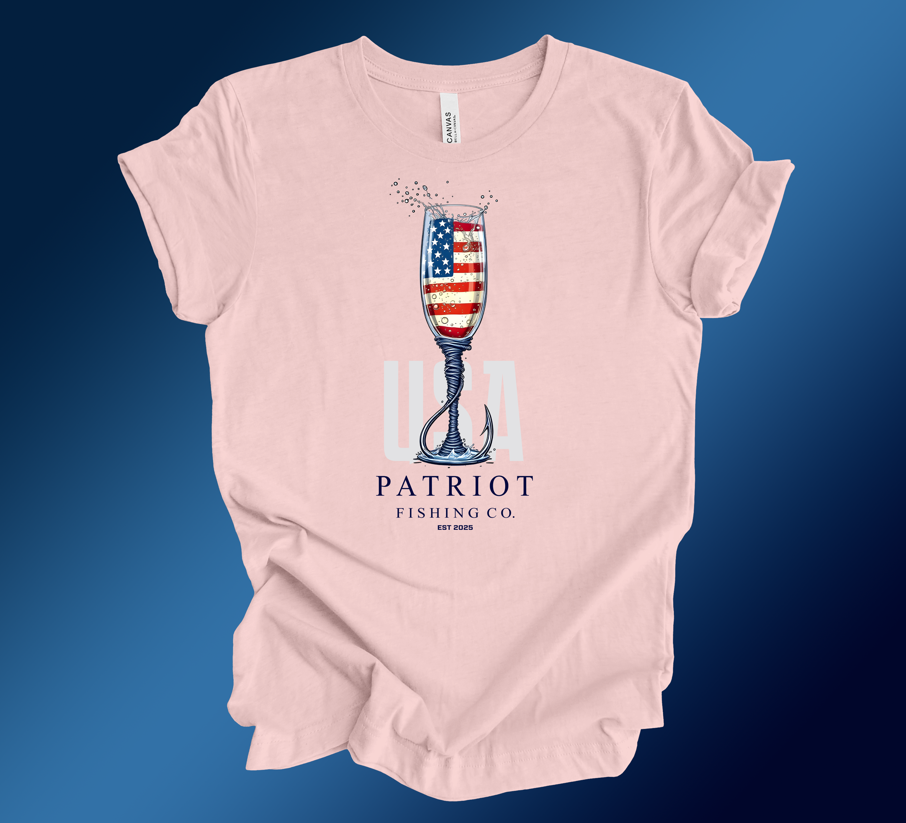 PATRIOT CHAMPAGNE GLASS SHORT SLEEVE TEE- CHEERS!