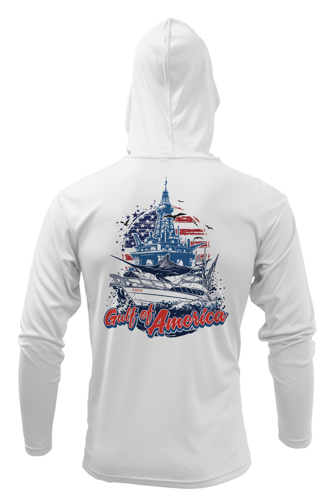 Close-up of the Gulf of America HOODED Long Sleeve Performance Fishing Shirt's fabric, emphasizing its lightweight and moisture-wicking properties.